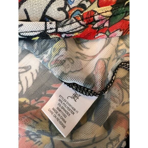 Ed Hardy NWT‎ sheer tattoo crop black & red short sleeve poly, rayon top. Sz L. - Picture 6 of 7